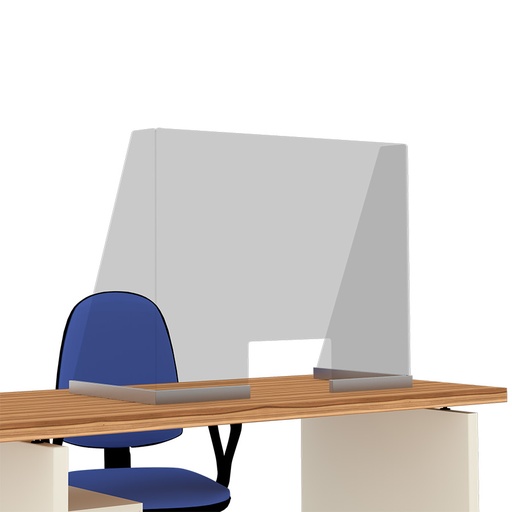 [049116] Mampara de cristal para mostrador con ventanilla y laterales - Dim.: 900x400x700h mm - Cristal templado