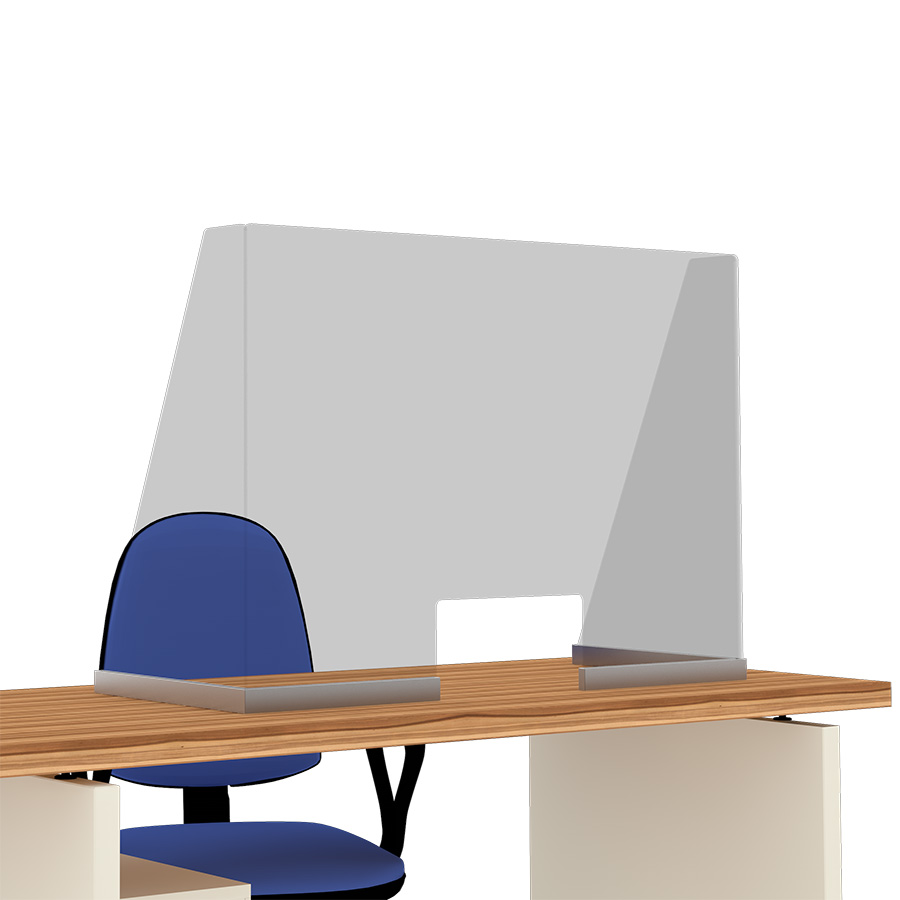 [049117] Mampara de cristal para mostrador con ventanilla y laterales - Dim.: 1000x400x700h mm - Cristal templado