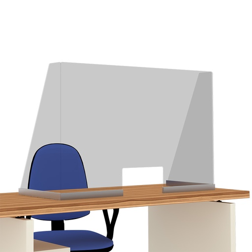 [049118] Mampara de cristal para mostrador con ventanilla y laterales - Dim.: 1100x400x700h mm - Cristal templado