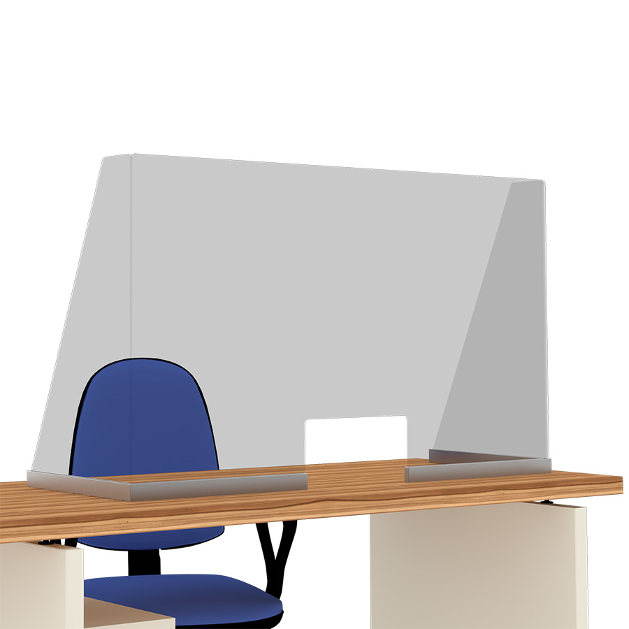 [049119] Mampara de cristal para mostrador con ventanilla y laterales - Dim.: 1200x400x700h mm - Cristal templado