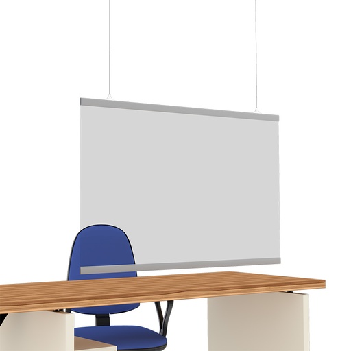 [049120] Mampara de protección suspendida para mostrador con perfiles de aluminio - Dim.: 1200x700h mm - Plástico transparente