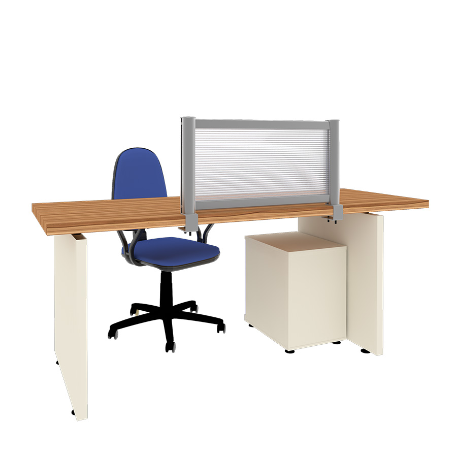 [049122] Mampara separadora de sobremesa con panel transparente - Dim.: 800x60x400h mm - Aluminio y policarbonato