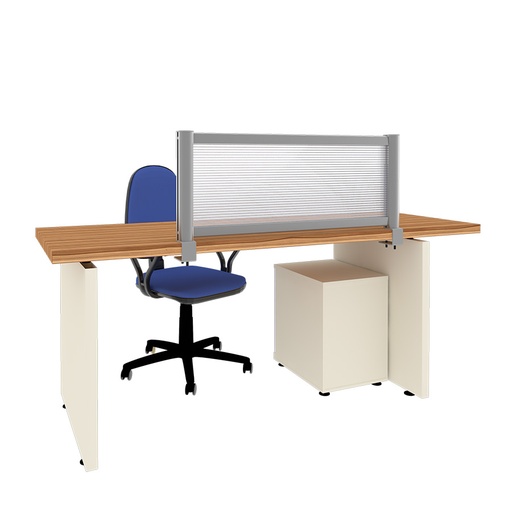 [049123] Mampara separadora de sobremesa con panel transparente - Dim.: 1000x60x400h mm - Aluminio y policarbonato