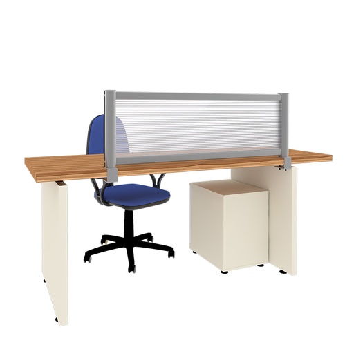 [049124] Mampara separadora de sobremesa con panel transparente - Dim.: 1200x60x400h mm - Aluminio y policarbonato