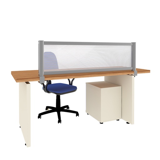 [049125] Mampara separadora de sobremesa con panel transparente - Dim.: 1400x60x400h mm - Aluminio y policarbonato