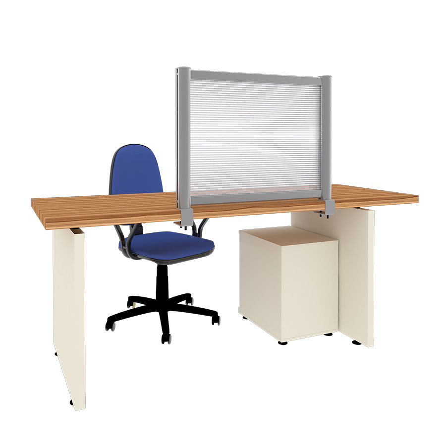 [049126] Mampara separadora de sobremesa con panel transparente - Dim.: 800x60x600h mm - Aluminio y policarbonato