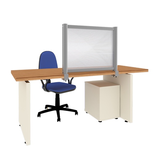 [049126] Mampara separadora de sobremesa con panel transparente - Dim.: 800x60x600h mm - Aluminio y policarbonato