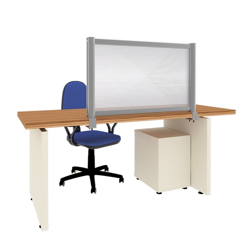 [049127] Mampara separadora de sobremesa con panel transparente - Dim.: 1000x60x600h mm - Aluminio y policarbonato