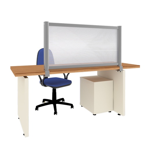 [049128] Mampara separadora de sobremesa con panel transparente - Dim.: 1200x60x600h mm - Aluminio y policarbonato