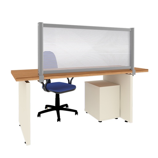 [049129] Mampara separadora de sobremesa con panel transparente - Dim.: 1400x60x600h mm - Aluminio y policarbonato