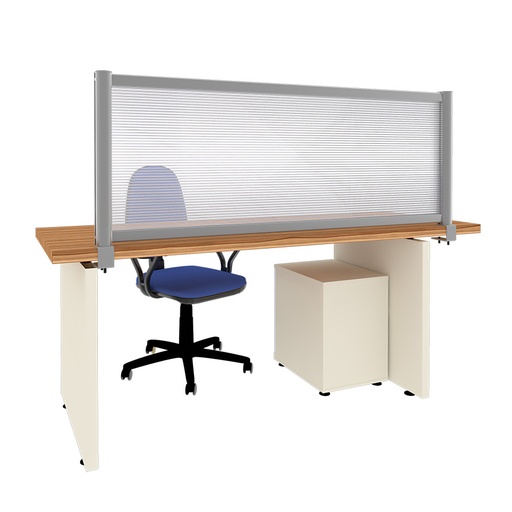 [049130] Mampara separadora de sobremesa con panel transparente - Dim.: 1600x60x600h mm - Aluminio y policarbonato