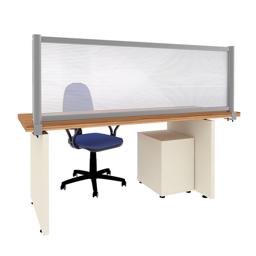 [049131] Mampara separadora de sobremesa con panel transparente - Dim.: 1800x60x600h mm - Aluminio y policarbonato