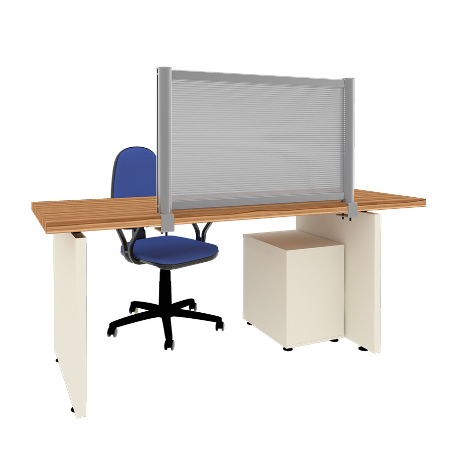 [049176] Mampara separadora de sobremesa con panel translúcido - Dim.: 1000x60x600h mm - Aluminio y policarbonato