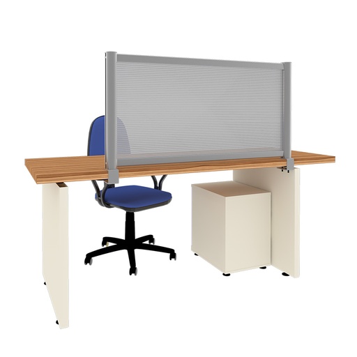 [049177] Mampara separadora de sobremesa con panel translúcido - Dim.: 1200x60x600h mm - Aluminio y policarbonato