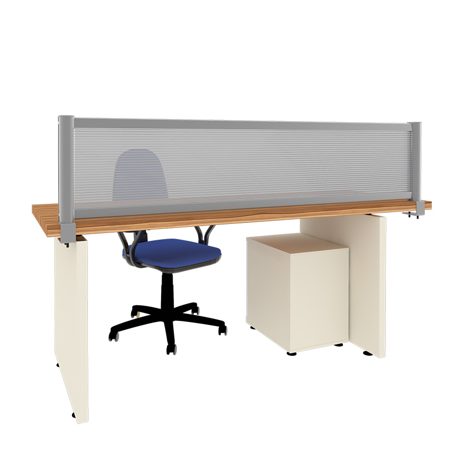 [049179] Mampara separadora de sobremesa con panel translúcido - Dim.: 1800x60x400h mm - Aluminio y policarbonato