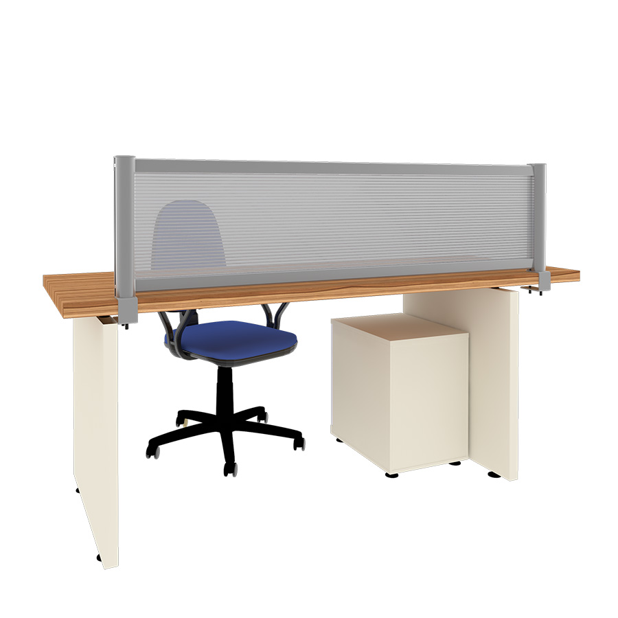 [049180] Mampara separadora de sobremesa con panel translúcido - Dim.: 1600x60x400h mm - Aluminio y policarbonato