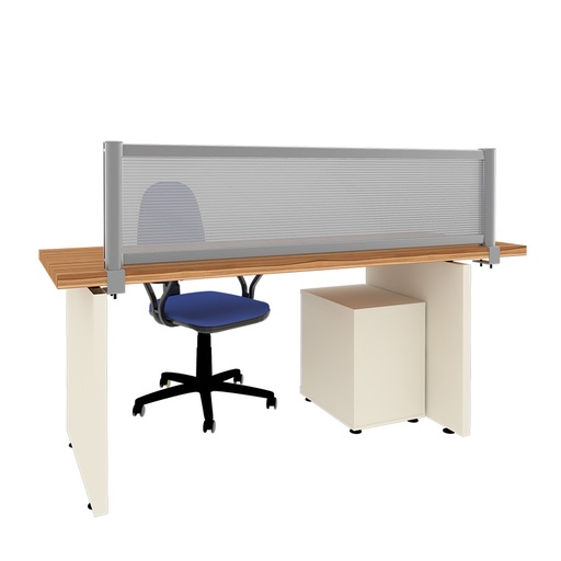 [049180] Mampara separadora de sobremesa con panel translúcido - Dim.: 1600x60x400h mm - Aluminio y policarbonato