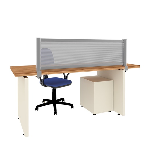 [049181] Mampara separadora de sobremesa con panel translúcido - Dim.: 1400x60x400h mm - Aluminio y policarbonato