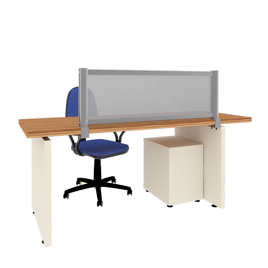 [049182] Mampara separadora de sobremesa con panel translúcido - Dim.: 1200x60x400h mm - Aluminio y policarbonato