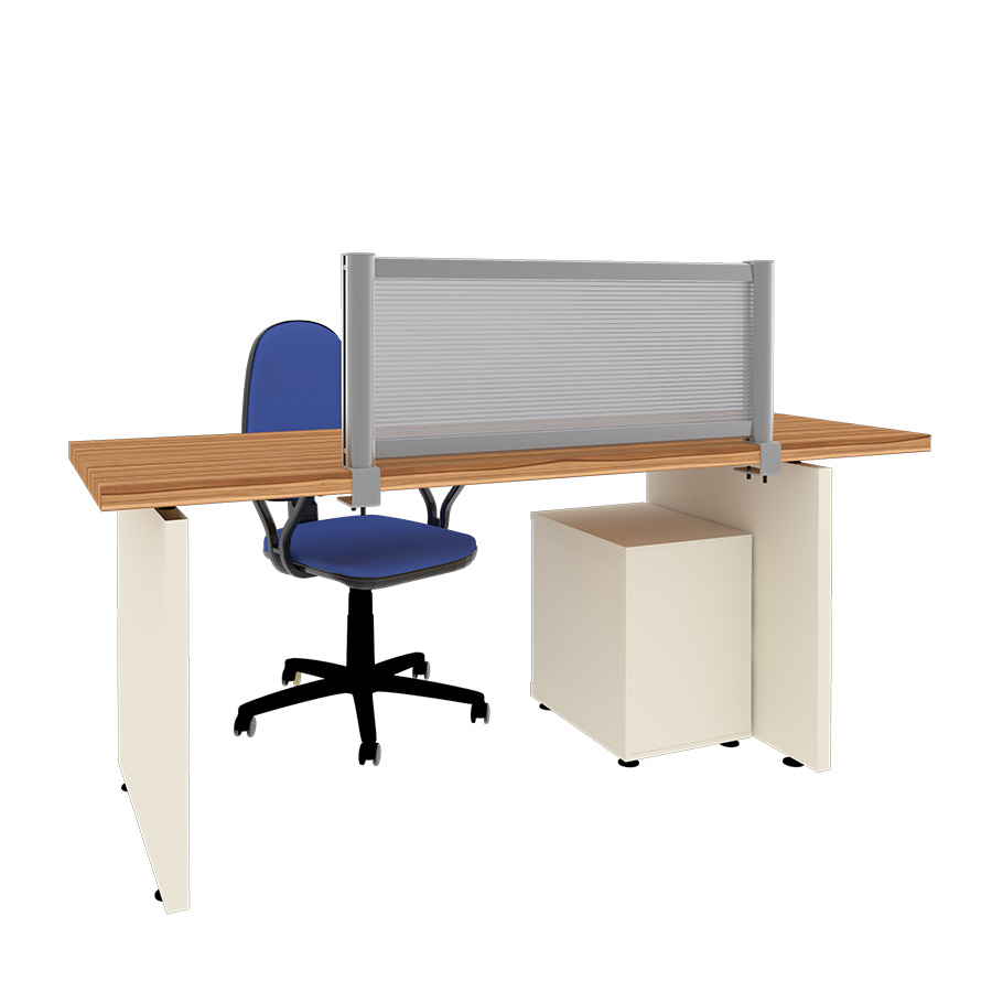 [049183] Mampara separadora de sobremesa con panel translúcido - Dim.: 1000x60x400h mm - Aluminio y policarbonato