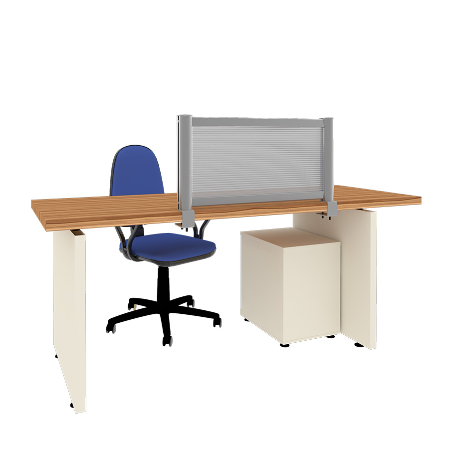 [049184] Mampara separadora de sobremesa con panel translúcido - Dim.: 800x60x400h mm - Aluminio y policarbonato