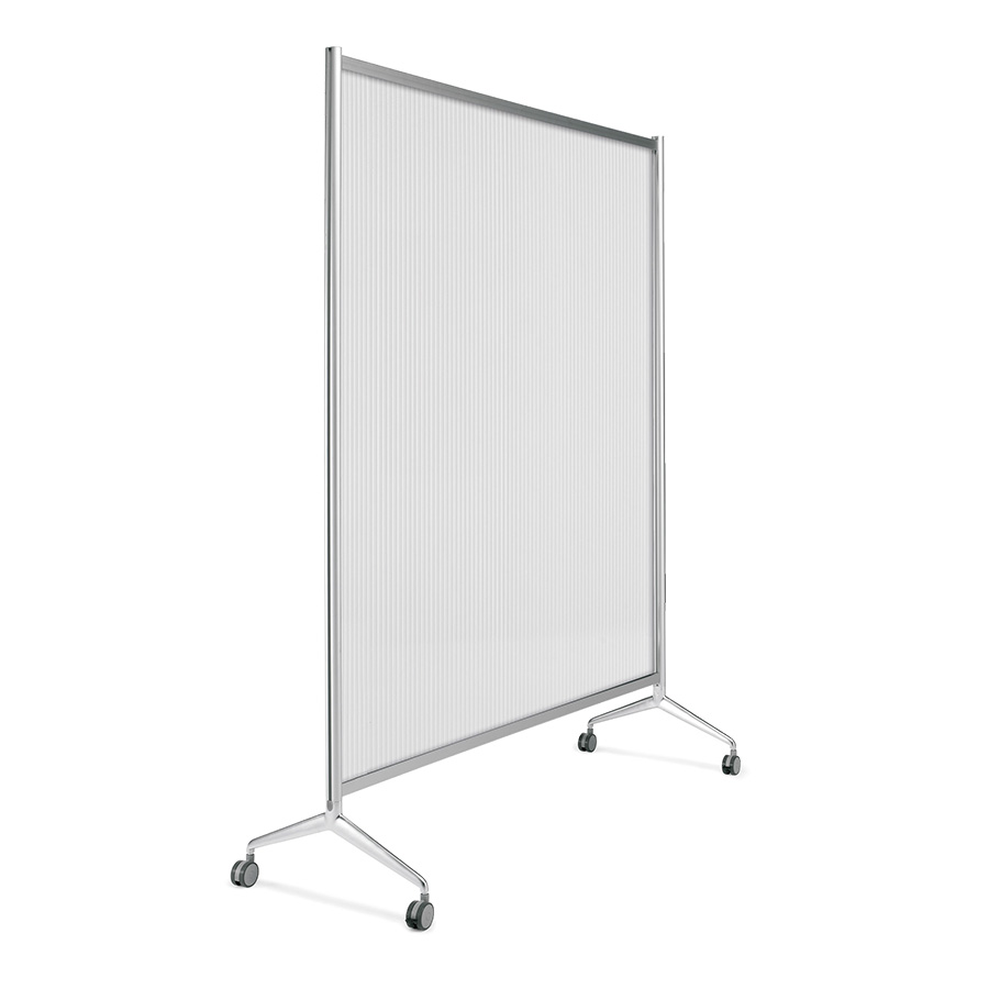 [049188] Mampara separadora móvil con panel transparente - Dim.: 1000x530x2050h mm - Aluminio y policarbonato
