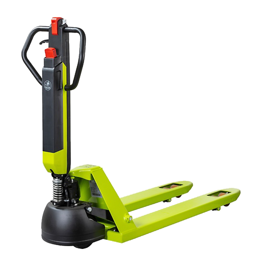 [049243] Transpaleta eléctrica de 1200 kg (sin cargador) - movimiento eléctrico, elevación manual - Dim. palas: 1150x525 mm - Verde Pantone 382C