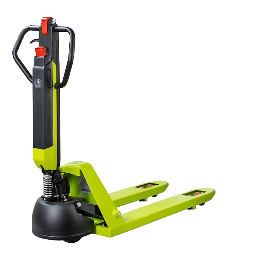 [049247] Transpaleta eléctrica de 1200 kg (sin cargador) - movimiento eléctrico, elevación manual - Dim. palas: 950x525 mm - Verde Pantone 382C