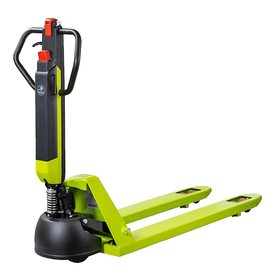 [049250] Transpaleta eléctrica de 1200 kg (sin cargador) - movimiento eléctrico, elevación manual - Dim. palas: 1800x525 mm - Verde Pantone 382C