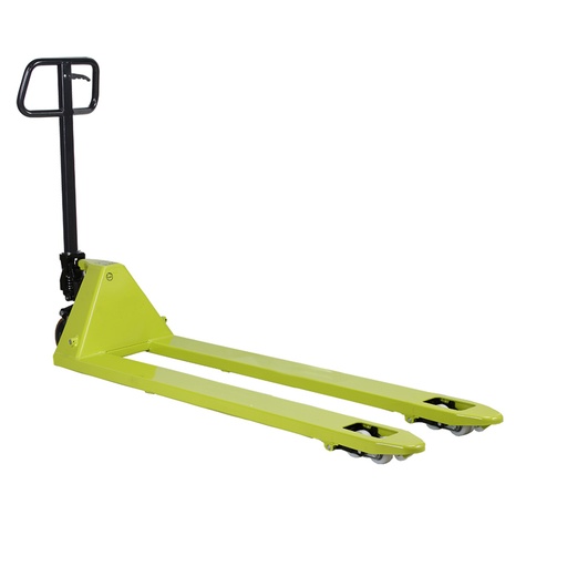 [049297] Transpaleta manual larga - Dim. palas 1500x525 mm - Carga 2500 kg - Verde Pantone 382C