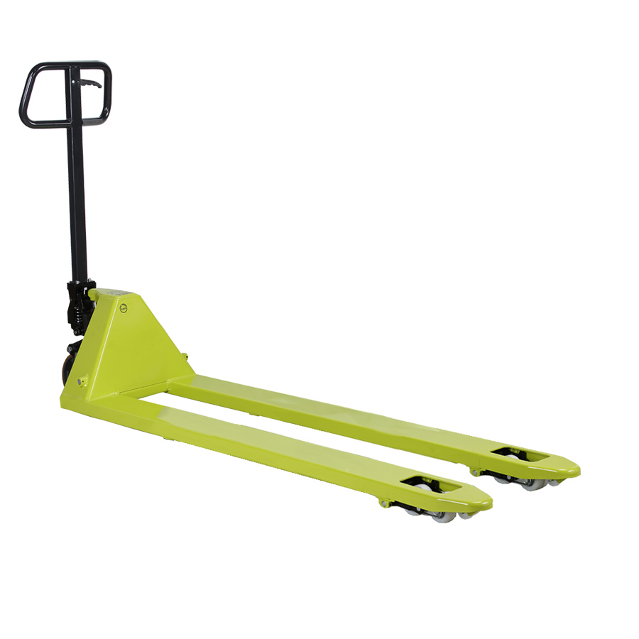 [049298] Transpaleta manual super larga - Dim. palas 1800x525 mm - Carga 2500 kg - Verde Pantone 382C