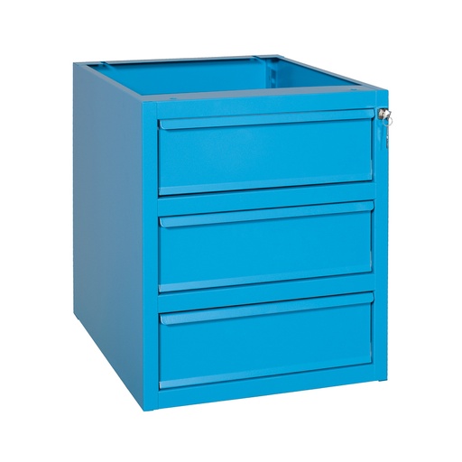 [049312] Cajonera metálica con tres cajones para de banco de trabajo - Dim.: 505x620x600h mm - Azul ral 5015