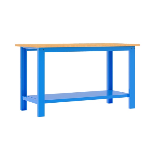 [049316] Banco de trabajo desmontable con encimera de madera de haya - Dim.: 1500x750x877h mm - Azul ral 5015