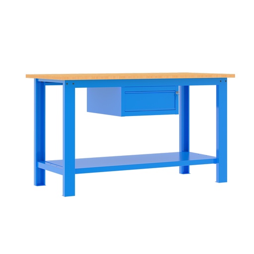 [049320] Banco de trabajo desmontable con encimera de madera de haya - Dim.: 1500x750x877h mm - Azul ral 5015