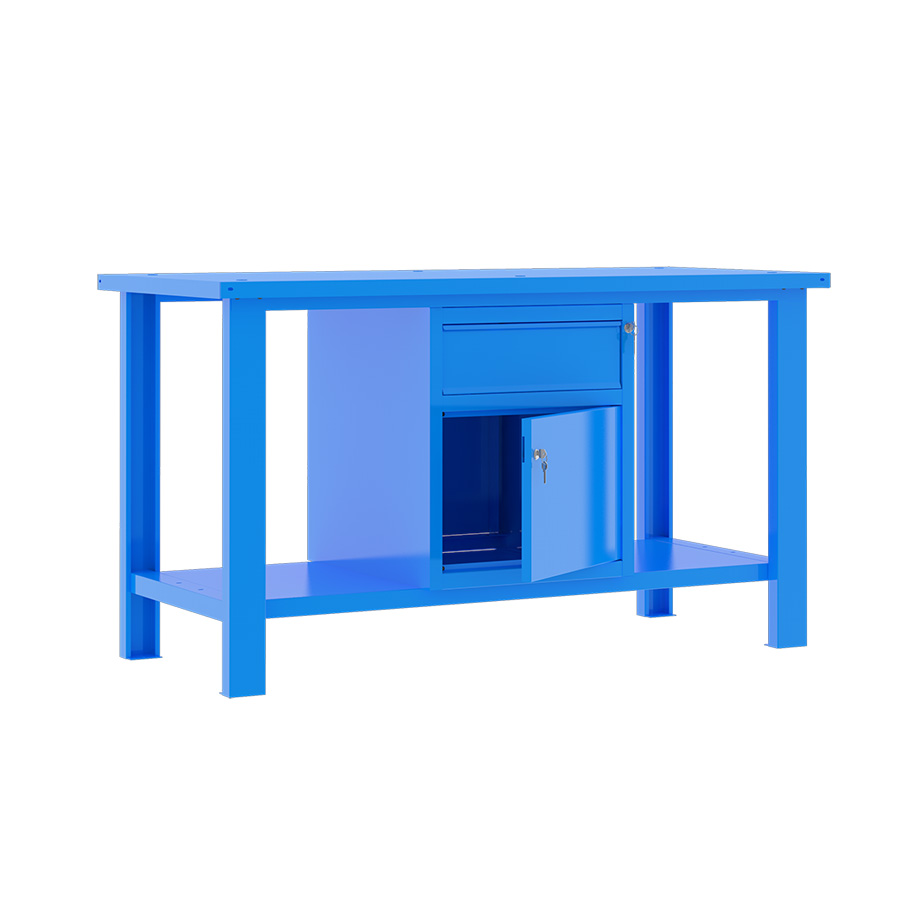 [049323] Banco de trabajo desmontable con encimera de acero - Dim.: 1500x700x860h mm - Azul ral 5015