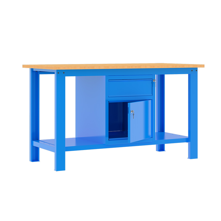 [049324] Banco de trabajo desmontable con encimera de madera de haya - Dim.: 1500x750x877h mm - Azul ral 5015