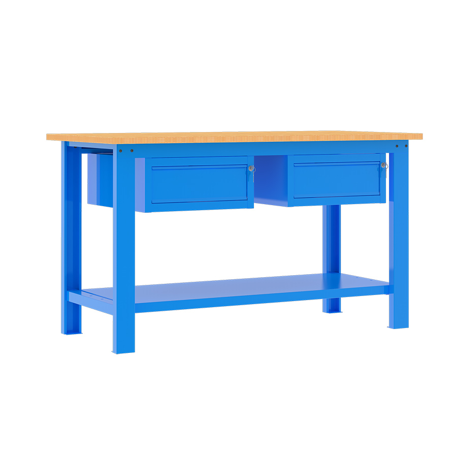 [049326] Banco de trabajo desmontable con encimera de madera de haya - Dim.: 1500x750x877h mm - Azul ral 5015