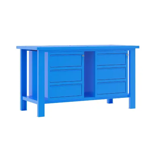 [049331] Banco de trabajo desmontable con encimera de acero sin reborde - Dim.: 1500x700x890h mm - Azul ral 5015