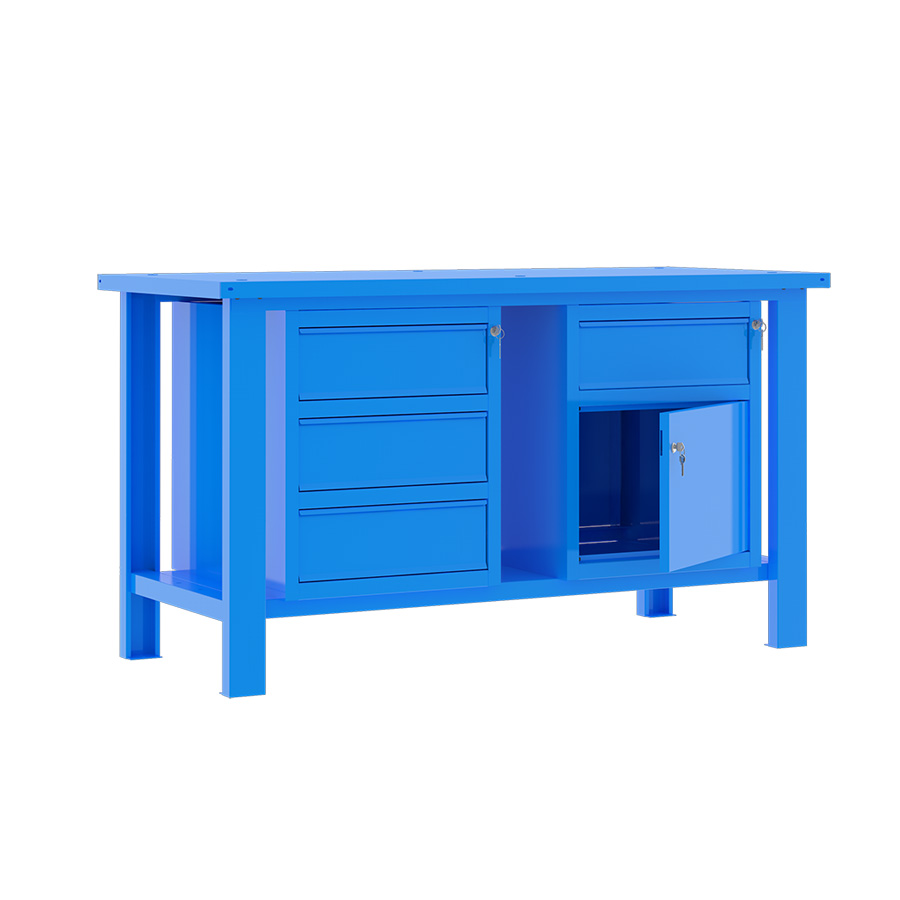 [049333] Banco de trabajo desmontable con encimera de acero - Dim.: 1500x700x860h mm - Azul ral 5015