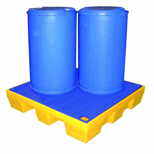 [049339] Cubeto de retención de plástico con rejilla plástica - Cap.: 220 lts. - Dim.: 1250x1250x240h mm - Amarillo