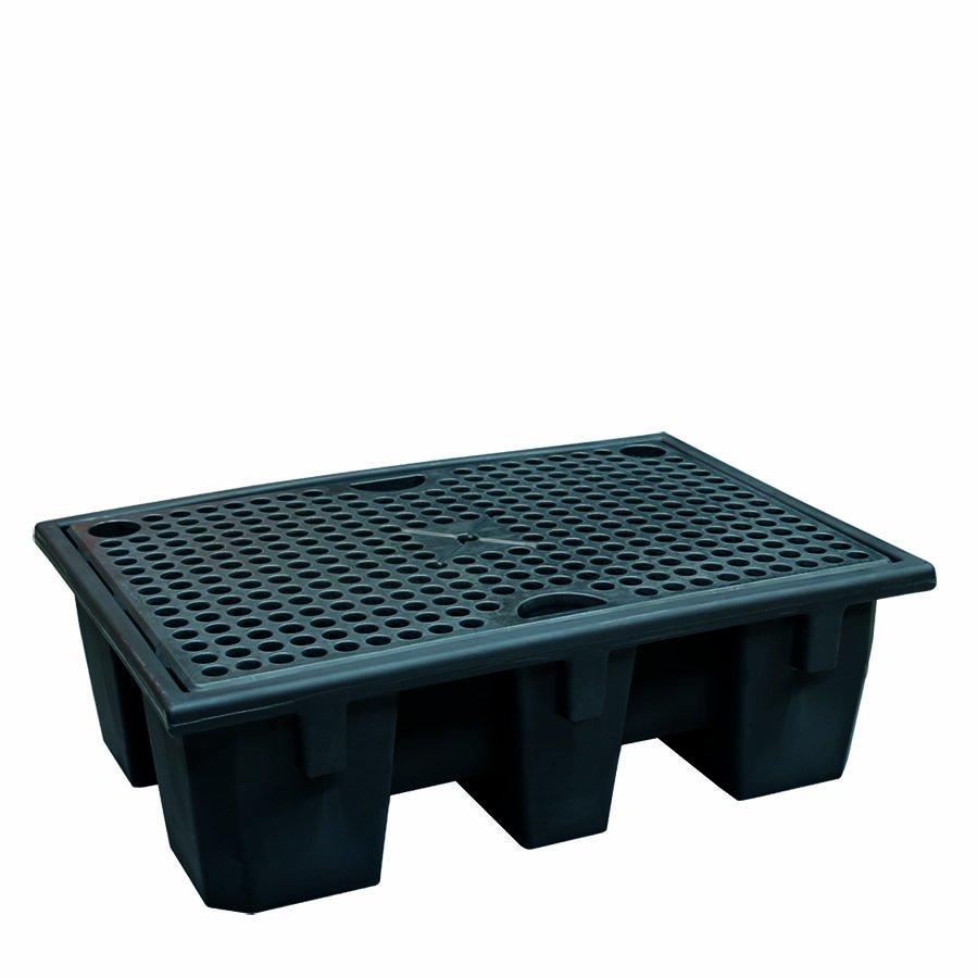 [049340] Cubeto de retención de plástico con rejilla plástica - Cap.: 240 lts. - Dim.: 1300x900x390h mm - Negro