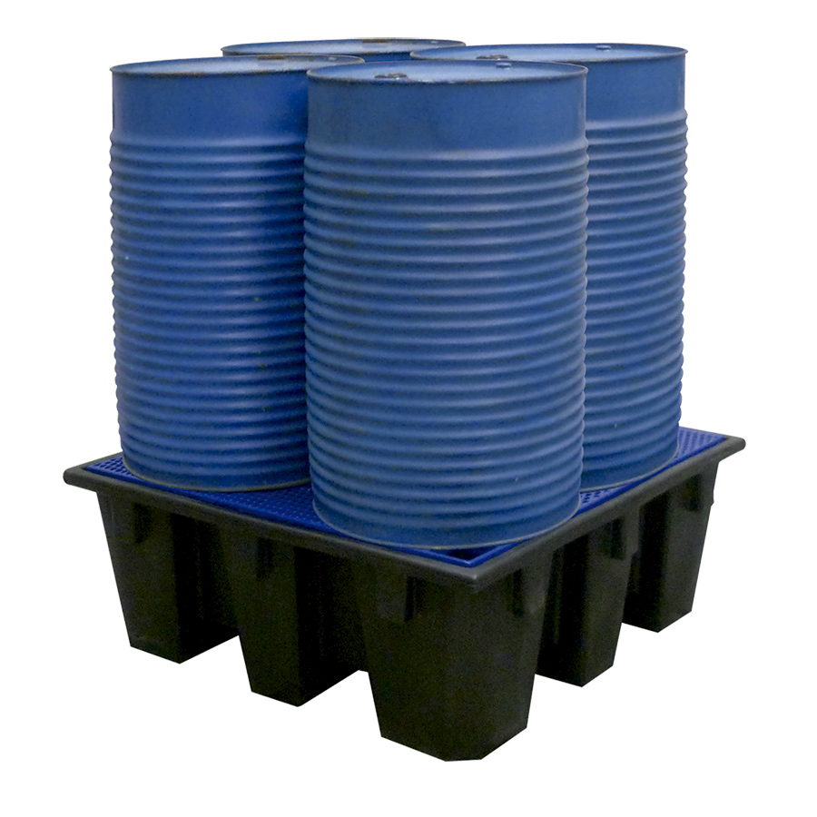 [049341] Cubeto de retención de plástico con rejilla plástica - Cap.: 450 lts. - Dim.: 1300x1300x485h mm - Negro