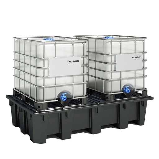[049342] Cubeto de retención plástica con rejilla plástica - Cap.: 1050 lts. - Dim.: 2500x1300x543h mm - Negro