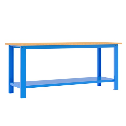 [049345] Banco de trabajo desmontable con encimera de madera de haya - Dim.: 2000x750x877h mm - Azul ral 5015