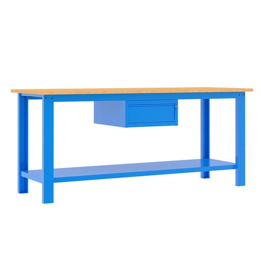[049349] Banco de trabajo desmontable con encimera de madera de haya - Dim.: 2000x750x877h mm - Azul ral 5015