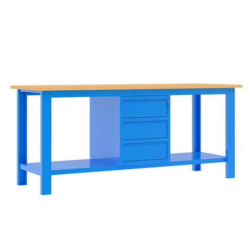 [049351] Banco de trabajo desmontable con encimera de madera de haya - Dim.: 2000x750x877h mm - Azul ral 5015