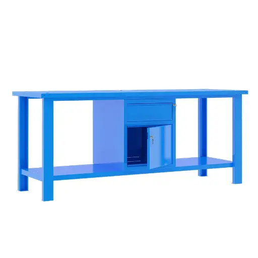 [049352] Banco de trabajo desmontable con encimera de acero sin reborde - Dim.: 2000x700x890h mm - Azul ral 5015