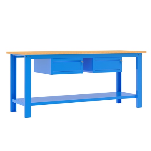 [049354] Banco de trabajo desmontable con encimera de madera - Dim.: 2000x700x877h mm - Azul ral 5015