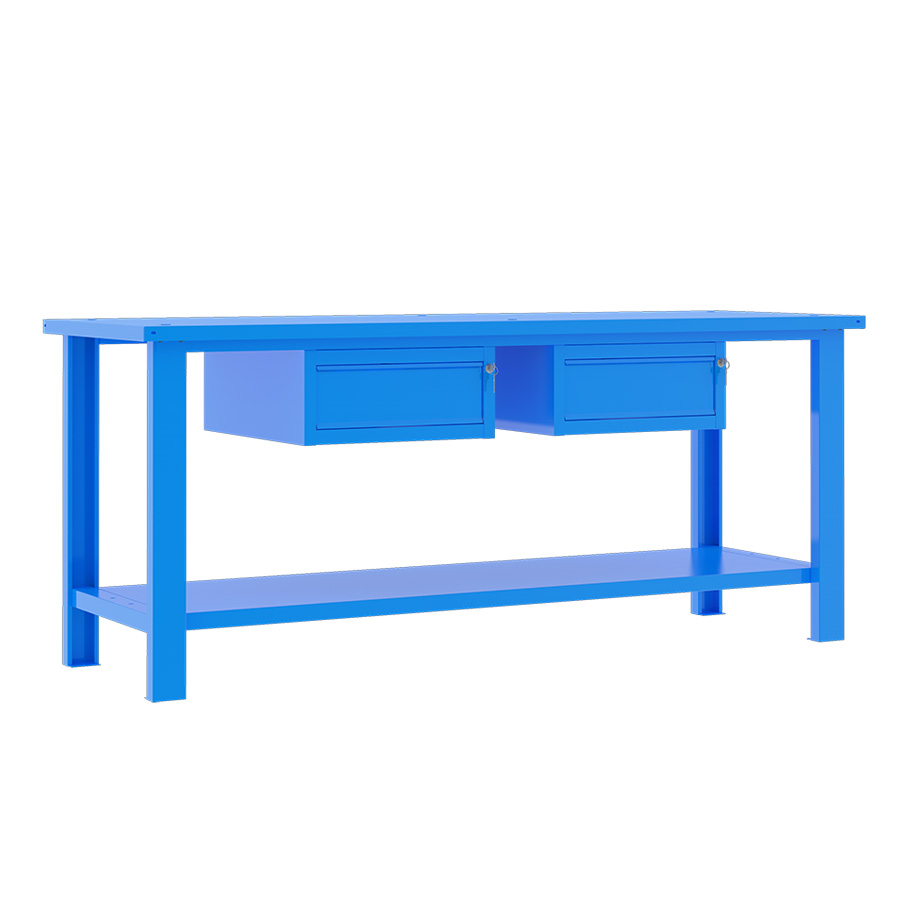 [049355] Banco de trabajo desmontable con encimera de acero - Dim.: 2000x700x860h mm - Azul ral 5015