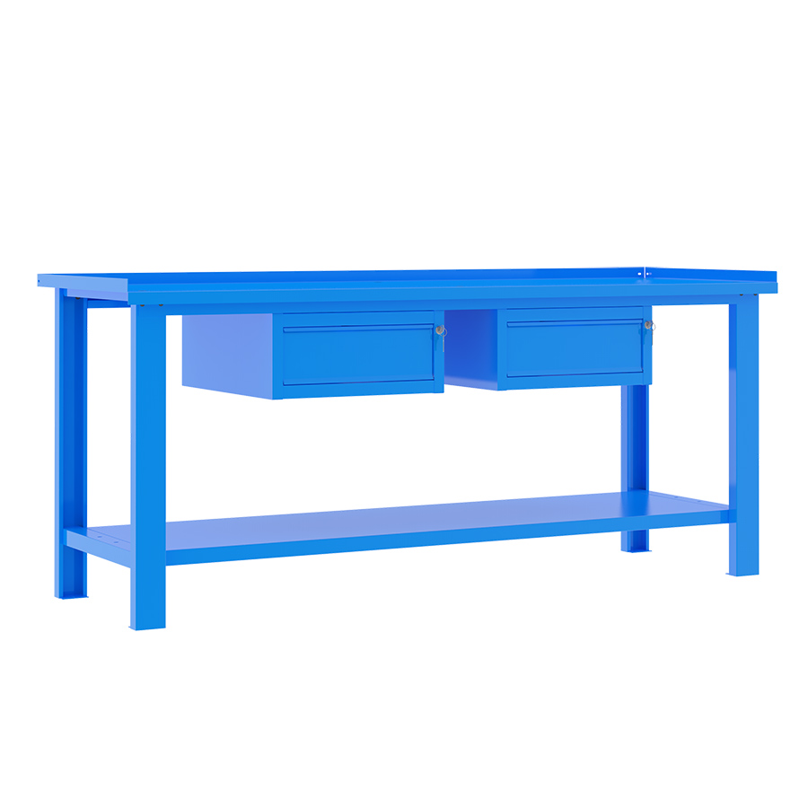 [049355] Banco de trabajo desmontable con encimera de acero sin reborde - Dim.: 2000x700x877h mm - Azul ral 5015